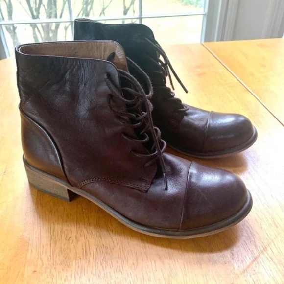 Creator Ankle Leather Booties Boho Chic Brown Lace Up Boots Shoes, Size 38 - Picture 4 of 9